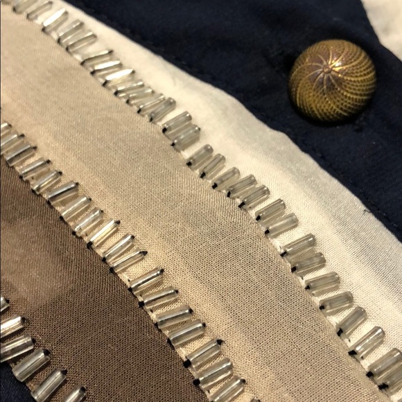 ark&co. Embellished beaded navy blouse S - Picture 2 of 4